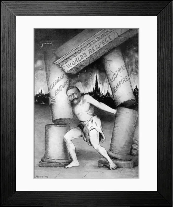 Framed Print : The Kaiser as Samson, WW1 cartoon Framed Print : The Kaiser as Samson, WW1 cartoon
