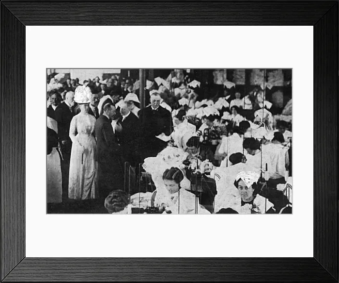 Framed Print : King and Queen in Nottingham lace factory Framed Print : King and Queen in Nottingham lace factory