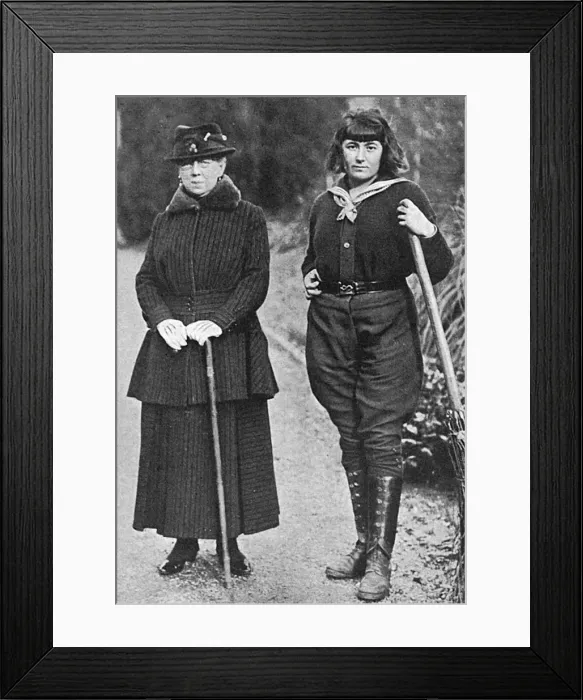 Framed Print : Lady Cowdray with one of her lady gardeners Framed Print : Lady Cowdray with one of her lady gardeners