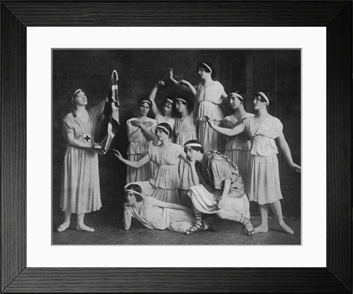 Framed Print : Mme. Karina & pupils in patriotic dance tableau, WW1 Framed Print : Mme. Karina & pupils in patriotic dance tableau, WW1