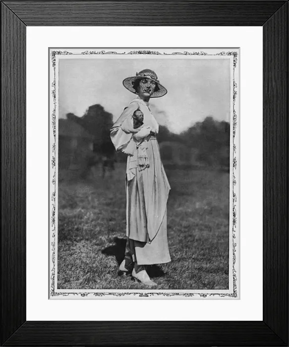 Framed Print : Mrs Vernon Castle with her monkey, Rastus Framed Print : Mrs Vernon Castle with her monkey, Rastus