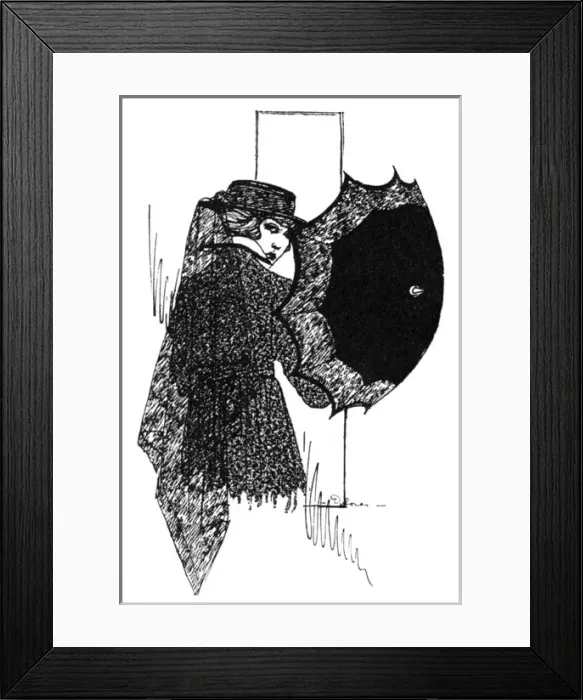 Framed Print : Mourning fashion with parasol, WW1 Framed Print : Mourning fashion with parasol, WW1