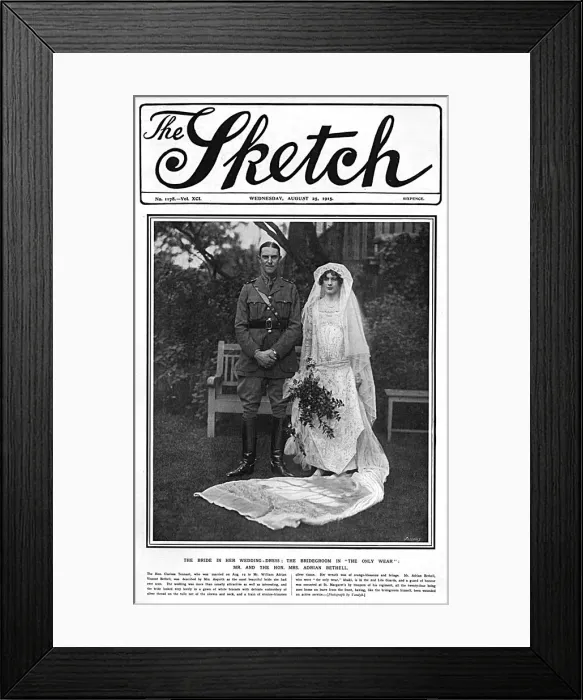 Framed Print : Mr and the Hon. Mrs Bethell, WW1 wedding