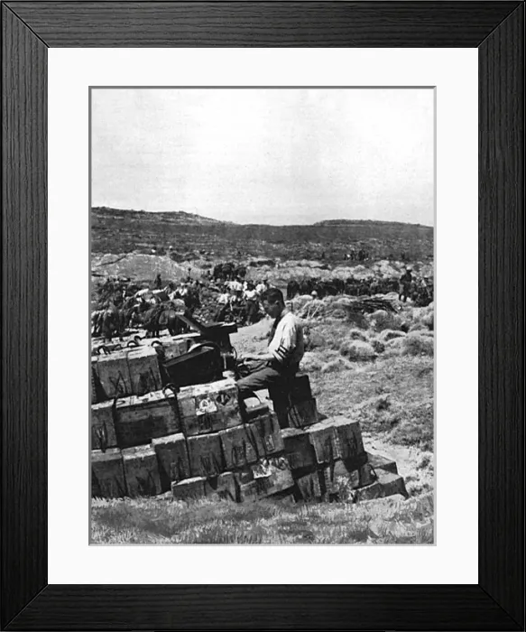 Framed Print : Ellis Ashmead-Bartlett writing a despatch, Dardanelles, WW1 Framed Print : Ellis Ashmead-Bartlett writing a despatch, Dardanelles, WW1