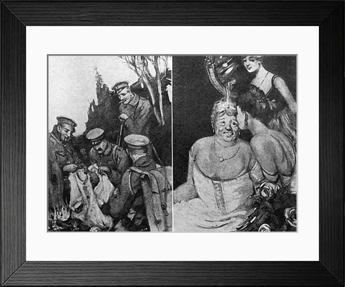 Framed Print : Knitting cartoon, WW1 Framed Print : Knitting cartoon, WW1