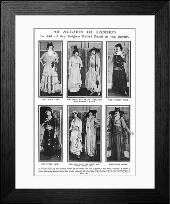Framed Print : An auction of fashion in aid of Belgian Relief Fund, WW1 Framed Print : An auction of fashion in aid of Belgian Relief Fund, WW1