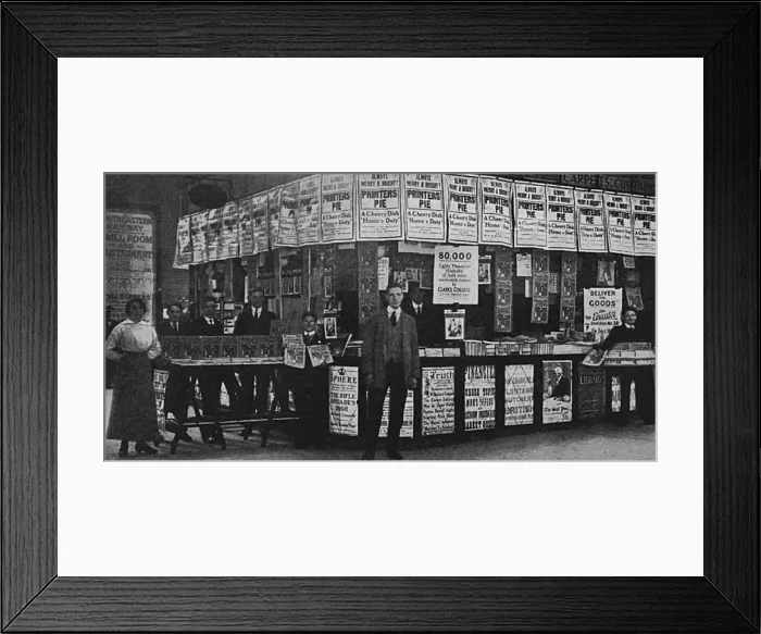 Framed Print : W H Smith book stall at Cannon Street Station, 1915 Framed Print : W H Smith book stall at Cannon Street Station, 1915