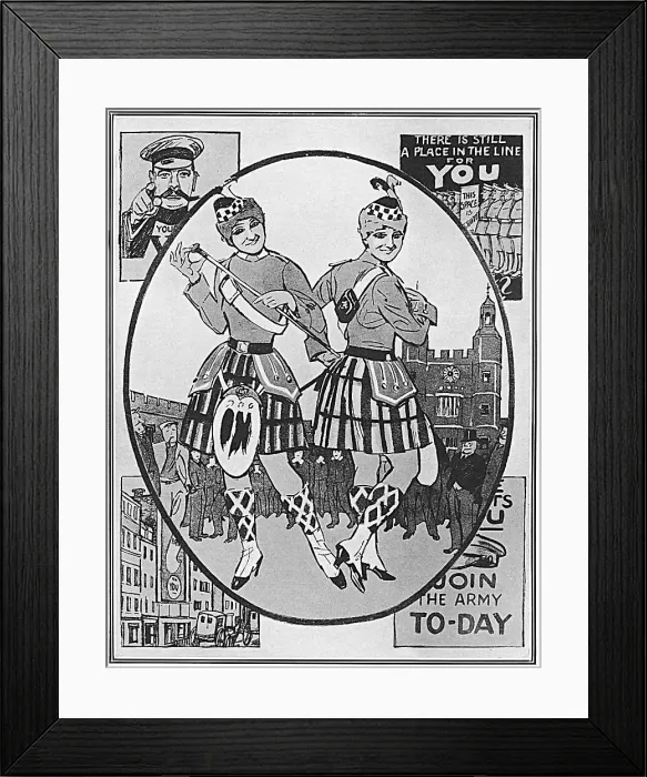 Framed Print : German cartoon on British recruitment techniques Framed Print : German cartoon on British recruitment techniques