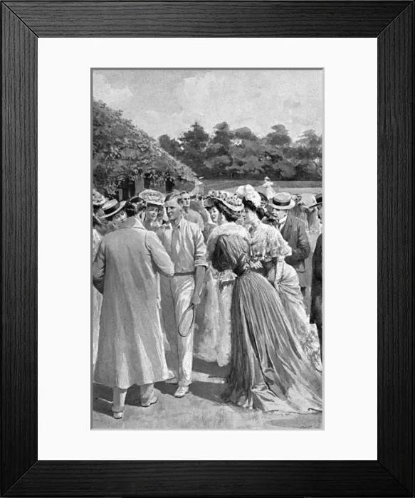 Framed Print : Anthony Wilding being congratulated at Wimbledon, 1905 Framed Print : Anthony Wilding being congratulated at Wimbledon, 1905