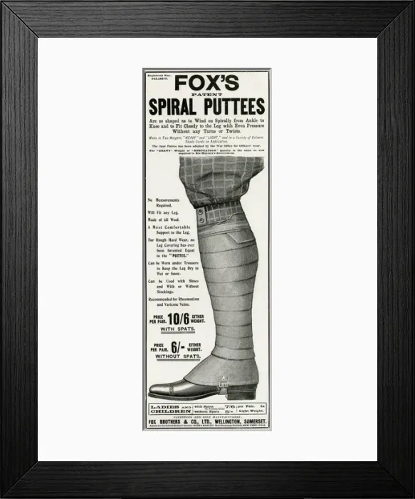Framed Print : Advert for Foxs spiral puttees 1902