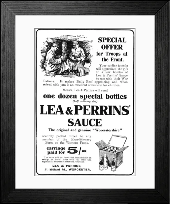 Framed Print : Lea and Perrins advertisement, WW1 Framed Print : Lea and Perrins advertisement, WW1