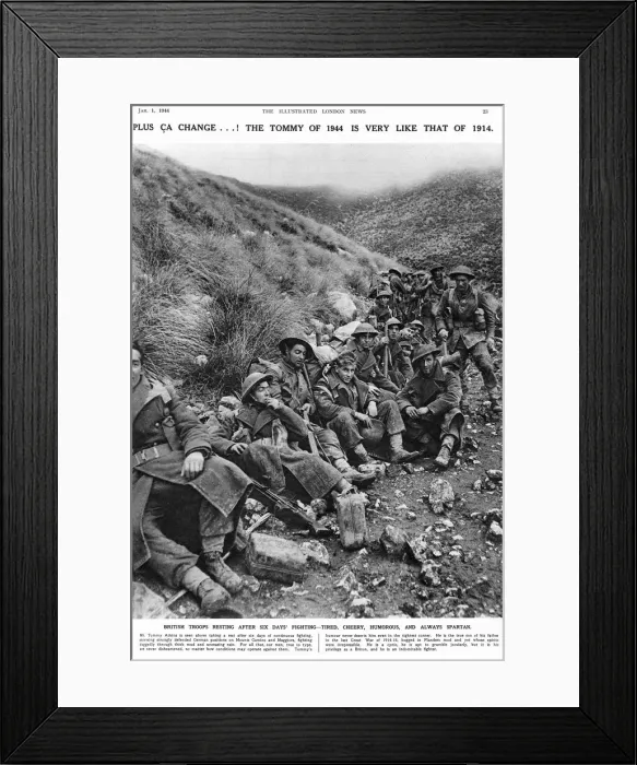Framed Print : British troops resting after six days fighting, 1944 Framed Print : British troops resting after six days fighting, 1944