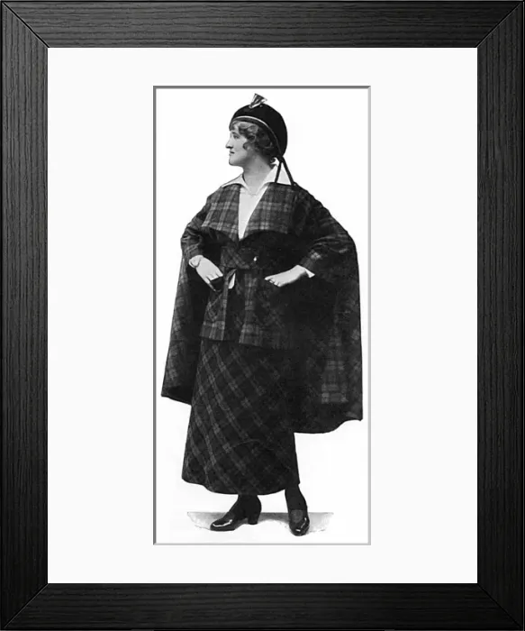 Framed Print : Checked Tipperary costume from Paris, womens fashion, WW1