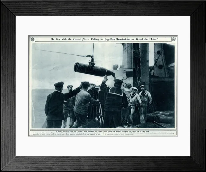 Framed Print : Big-gun ammunition on board the HMS Lion 1917