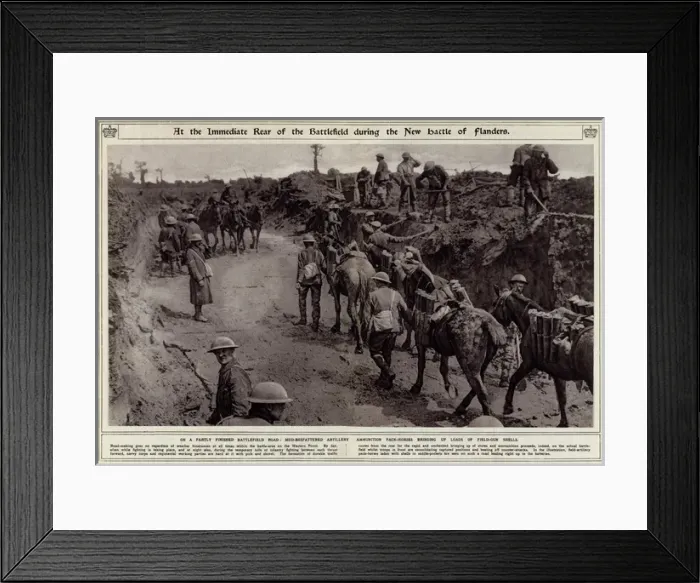 Framed Print : Partly finished battlefield road at Flanders 1917 Framed Print : Partly finished battlefield road at Flanders 1917