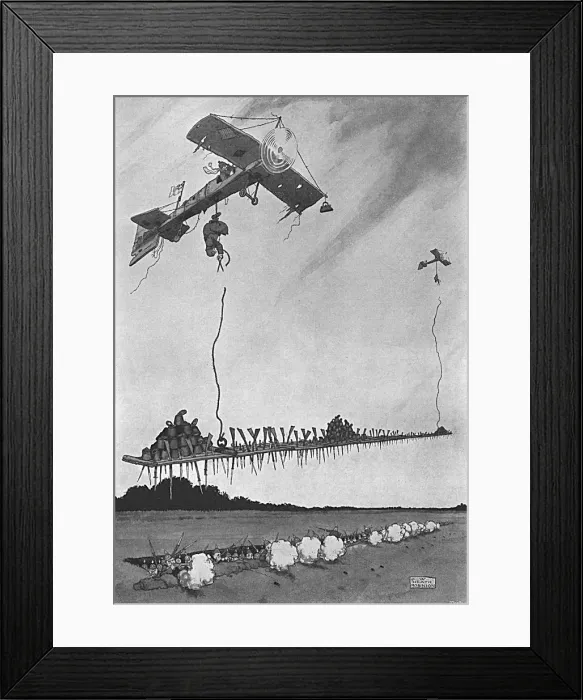 Framed Print : Patent Applied For, Heath Robinson WW1 cartoon Framed Print : Patent Applied For, Heath Robinson WW1 cartoon