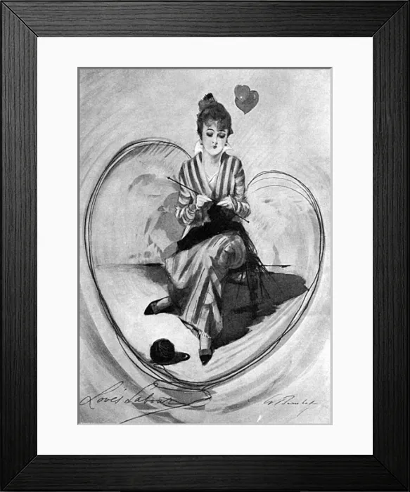 Framed Print : Loves Labour - Not Lost by Barribal, WW1 knitting Framed Print : Loves Labour - Not Lost by Barribal, WW1 knitting