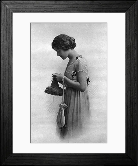 Framed Print : Phyllis Dare knitting, WW1 Framed Print : Phyllis Dare knitting, WW1