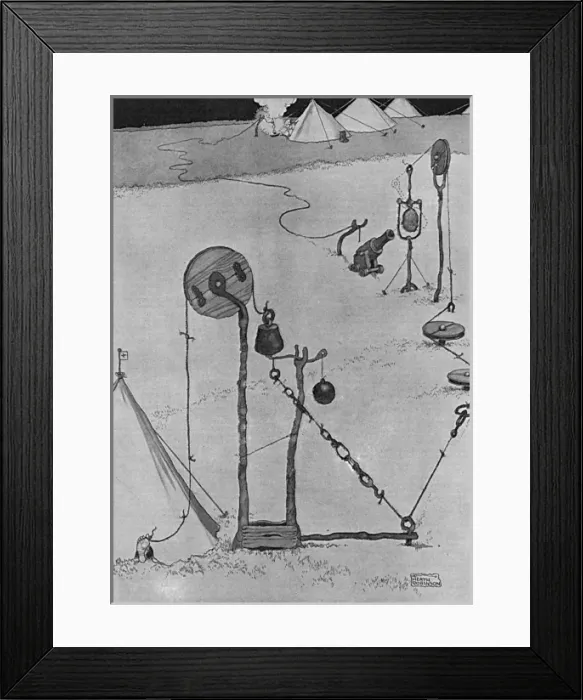 Framed Print : Bring the Batman (patented by Germany), Heath Robinson Framed Print : Bring the Batman (patented by Germany), Heath Robinson