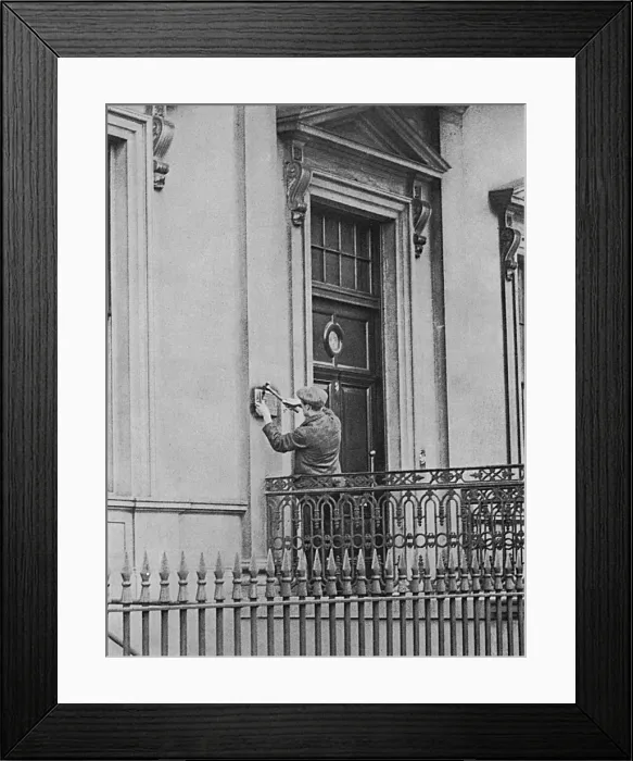 Framed Print : The brass plate at the German Embassy removed during WWI Framed Print : The brass plate at the German Embassy removed during WWI