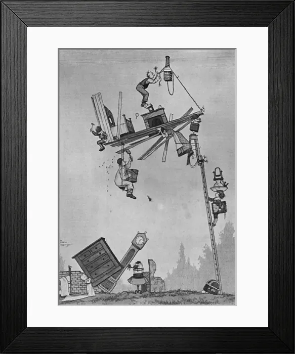 Framed Print : Self-Help in War Time by Heath Robinson Building a Bungalow Framed Print : Self-Help in War Time by Heath Robinson Building a Bungalow