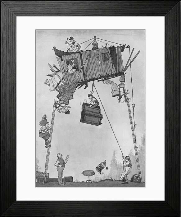 Framed Print : Self-Help in War Time by Heath Robinson Building a Bungalow Framed Print : Self-Help in War Time by Heath Robinson Building a Bungalow