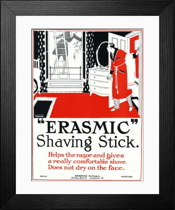 Framed Print : Erasmic Shaving Stick advert, WW1