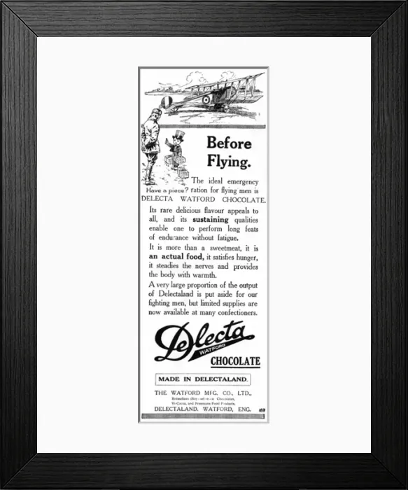 Framed Print : Delecta chocolate advertisement, WW1 Framed Print : Delecta chocolate advertisement, WW1