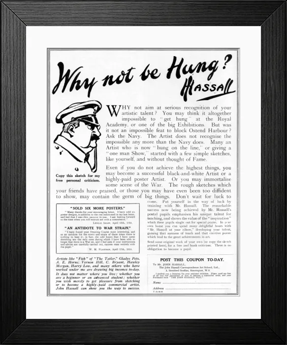 Framed Print : John Hassall Correspondence Art School, WW1 Framed Print : John Hassall Correspondence Art School, WW1