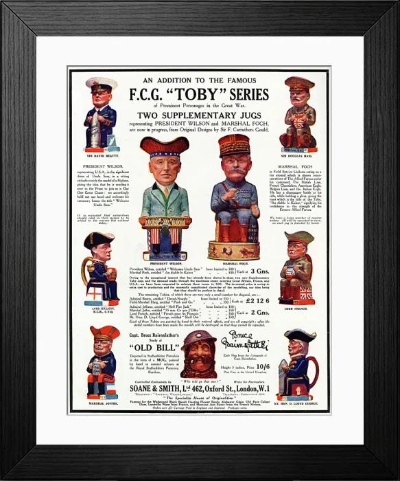Framed Print : Wartime Toby jugs, WW1 Framed Print : Wartime Toby jugs, WW1