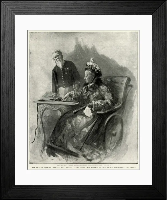 Framed Print : Queen Victorias Diamond Jubilee telegraphing message Framed Print : Queen Victorias Diamond Jubilee telegraphing message