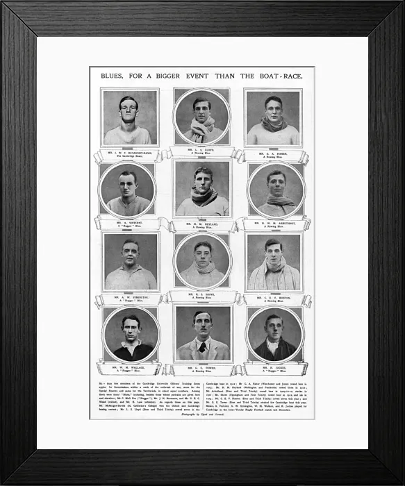Framed Print : Cambridge boat-race members during World War I Framed Print : Cambridge boat-race members during World War I