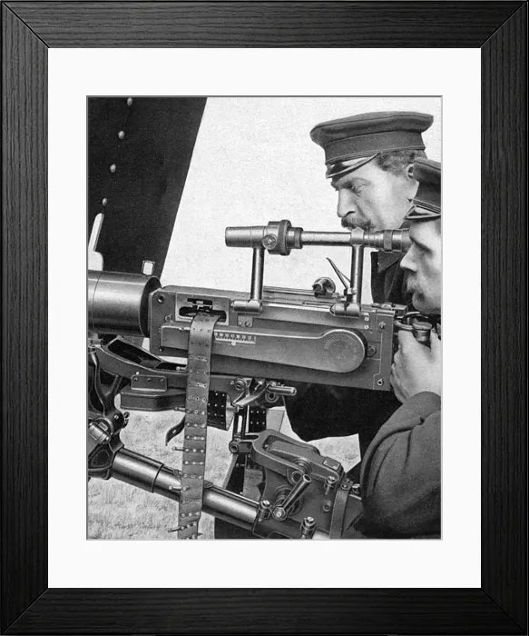 Framed Print : A new type of German machine gun, World War One Framed Print : A new type of German machine gun, World War One