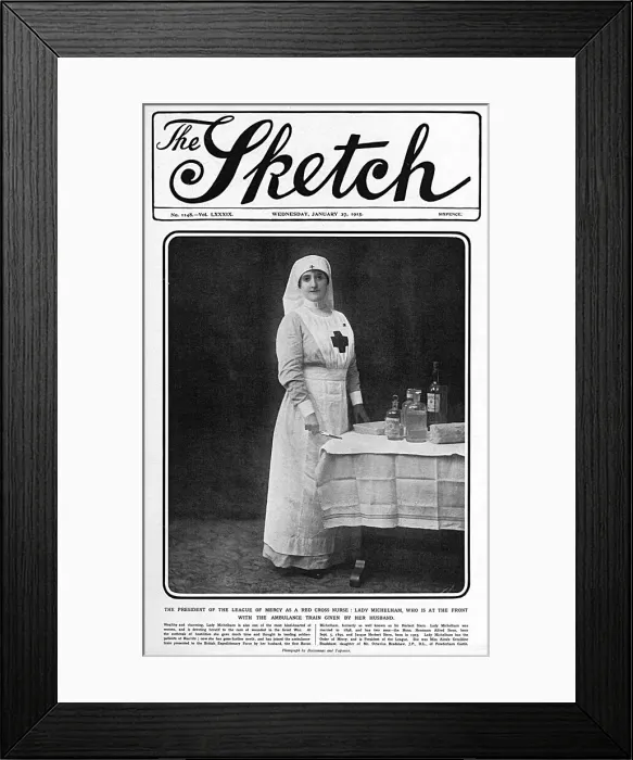 Framed Print : Sketch cover, Lady Michelham as a nurse, WW1 Framed Print : Sketch cover, Lady Michelham as a nurse, WW1