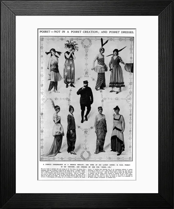 Framed Print : Paul Poiret as a soldier with costumes for Venus Ltd, WW1 Framed Print : Paul Poiret as a soldier with costumes for Venus Ltd, WW1