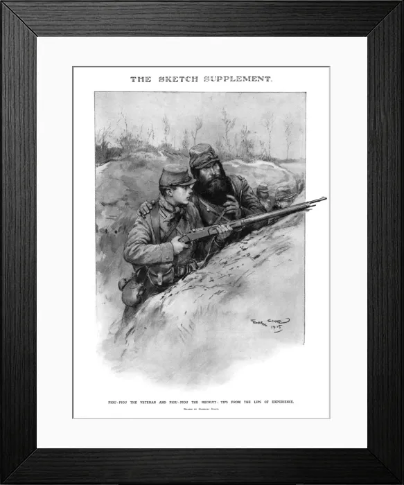 Framed Print : French soldiers - an old hand and new recruit by Georges Sco Framed Print : French soldiers - an old hand and new recruit by Georges Sco
