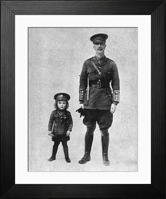 Framed Print : Captain R. H. Parlby & small son in uniform, WW1 Framed Print : Captain R. H. Parlby & small son in uniform, WW1