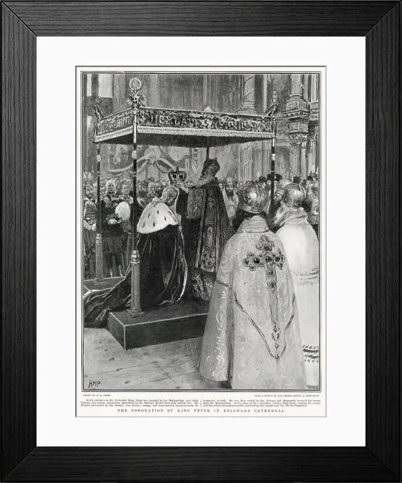 Framed Print : Coronation service of King Peter of Serbia in St. Michael's Cathedral in Belgrade. Date: 21st September 1904 Framed Print : Coronation service of King Peter of Serbia in St. Michael's Cathedral in Belgrade. Date: 21st September 1904