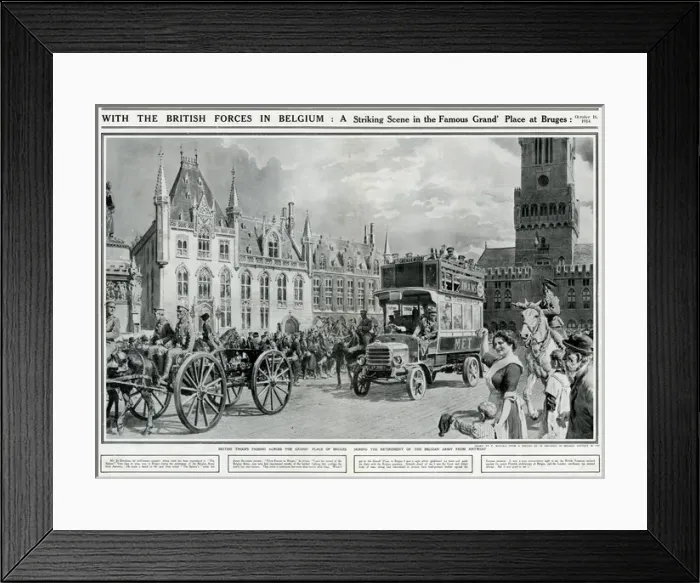 Framed Print : British troops in Bruges, 1914 Framed Print : British troops in Bruges, 1914