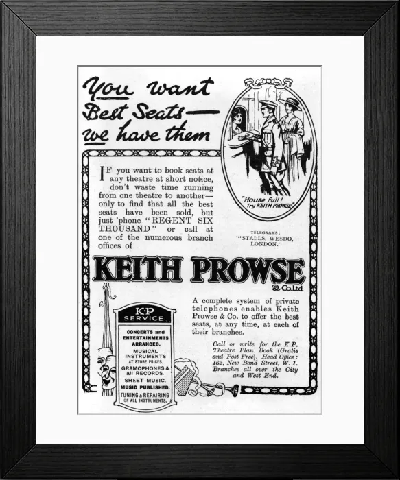 Framed Print : Keith Prowse advertisement, WW1 Framed Print : Keith Prowse advertisement, WW1