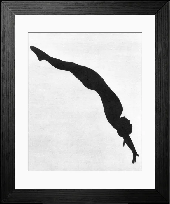 Framed Print : Annette Kellerman diving in silhouette