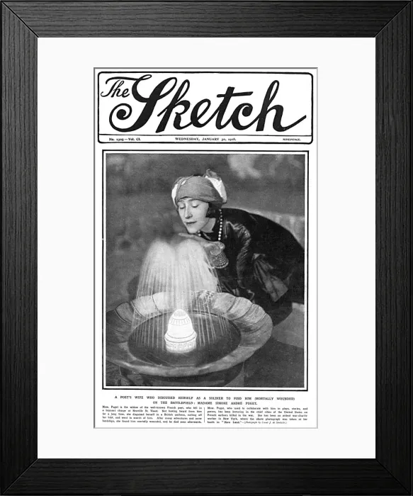Framed Print : Sketch cover, Madame Simone Andre Puget, WW1
