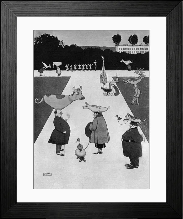 Framed Print : Cat-Moo-Flage by William Heath Robinson Framed Print : Cat-Moo-Flage by William Heath Robinson