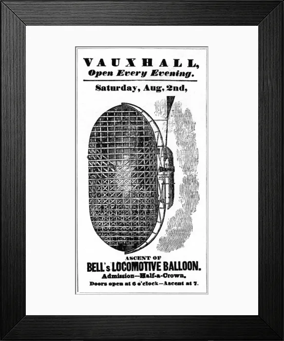 Framed Print : Locomotive balloon in Vauxhall Gardens