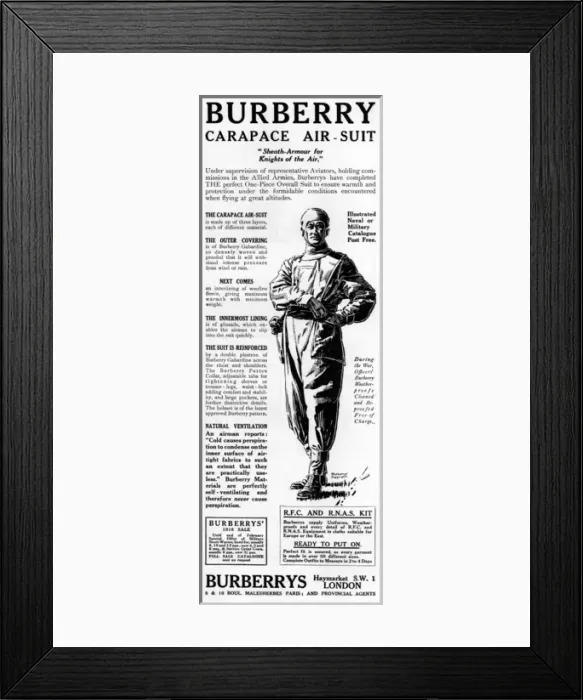 Framed Print : Burberry carapace air suit, WW1