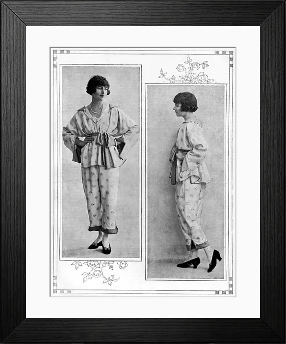 Framed Print : Miss Margot Erskine modelling tea pyjamas Framed Print : Miss Margot Erskine modelling tea pyjamas
