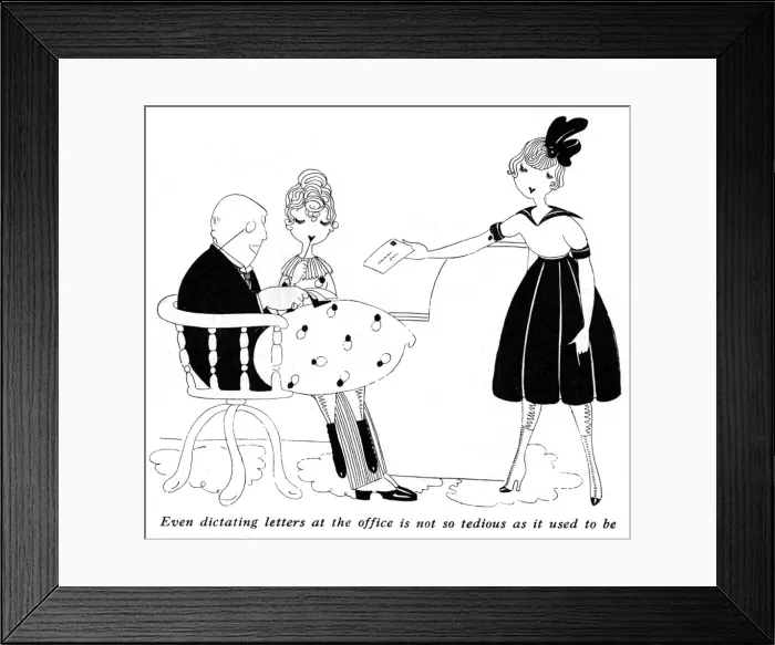 Framed Print : Office girls drawn by Fish, WW1 Framed Print : Office girls drawn by Fish, WW1