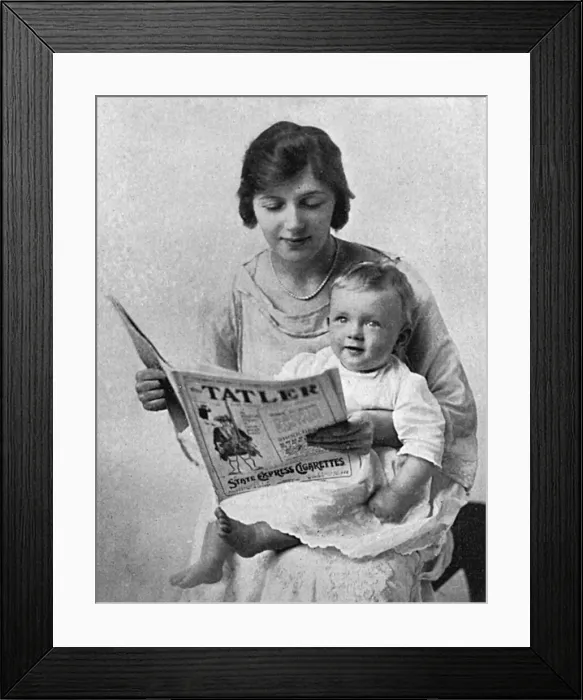 Framed Print : Jessie Winter and son reading The Tatler Framed Print : Jessie Winter and son reading The Tatler