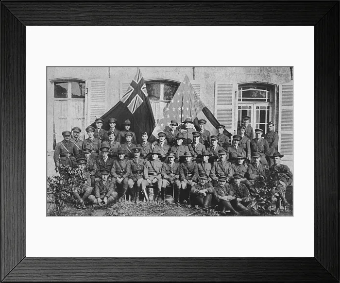 Framed Print : British and American officers at a training camp, WW1 Framed Print : British and American officers at a training camp, WW1