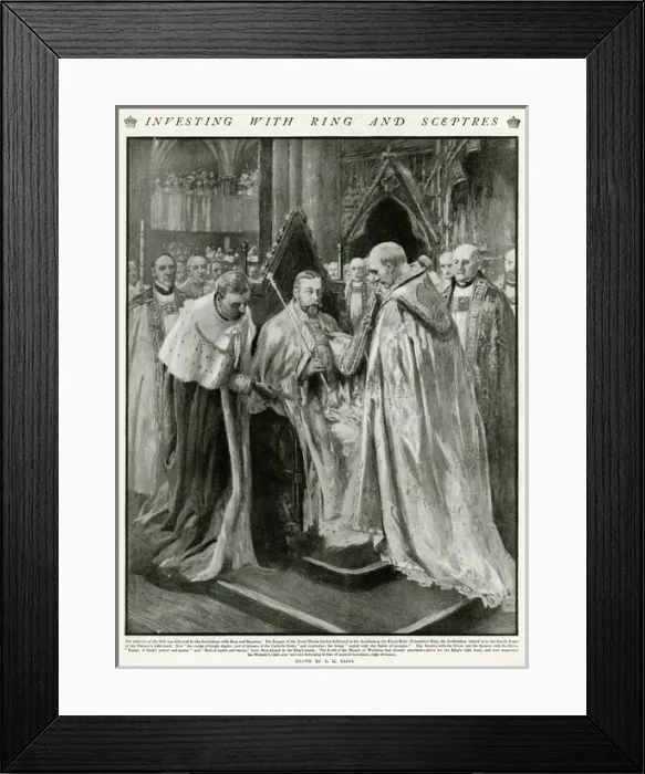 Framed Print : Coronation of George V, receiving ring and Sceptres Framed Print : Coronation of George V, receiving ring and Sceptres